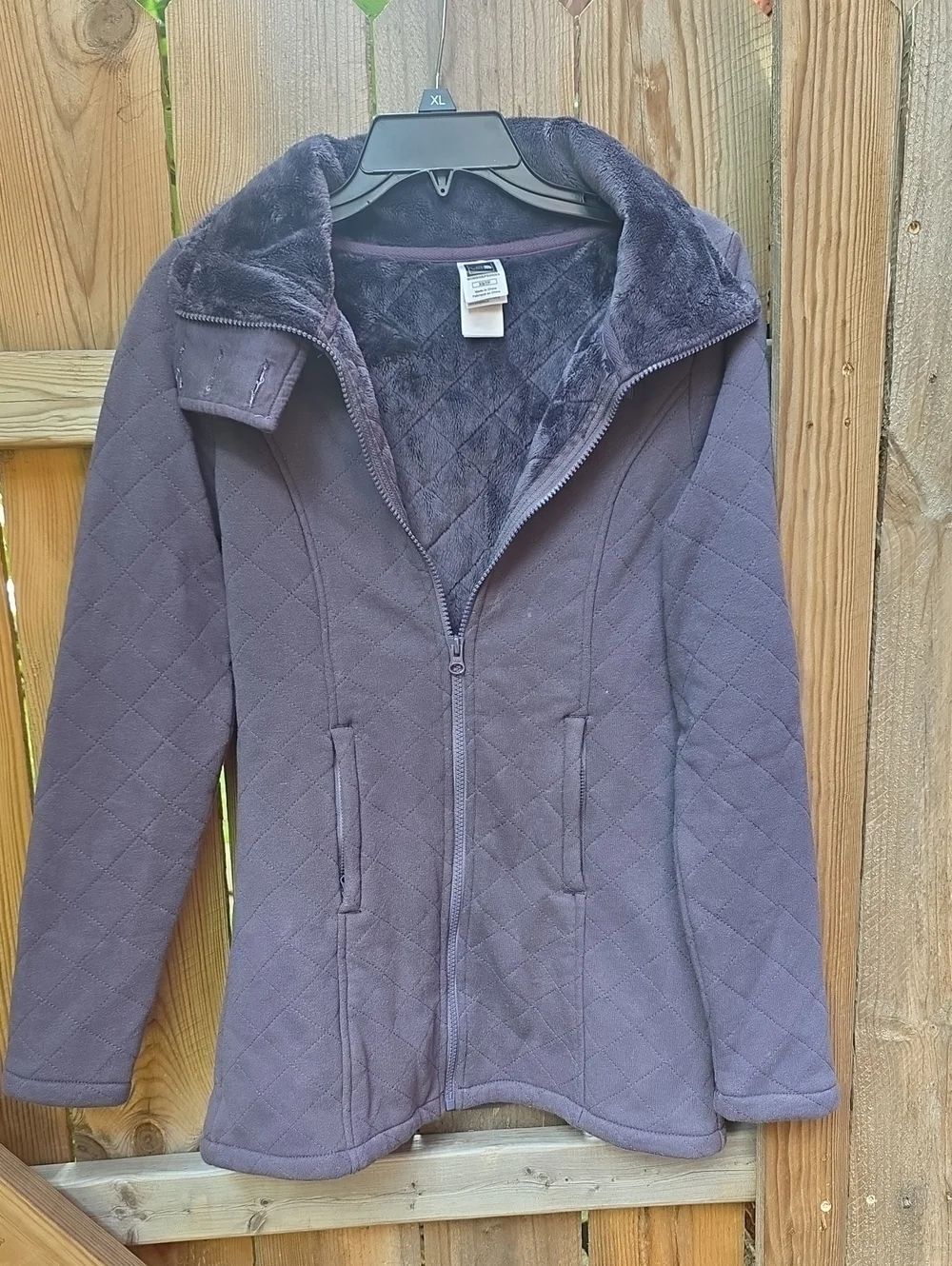 The North Face Quilted Fleece Pea Jacket  - Deep Plum